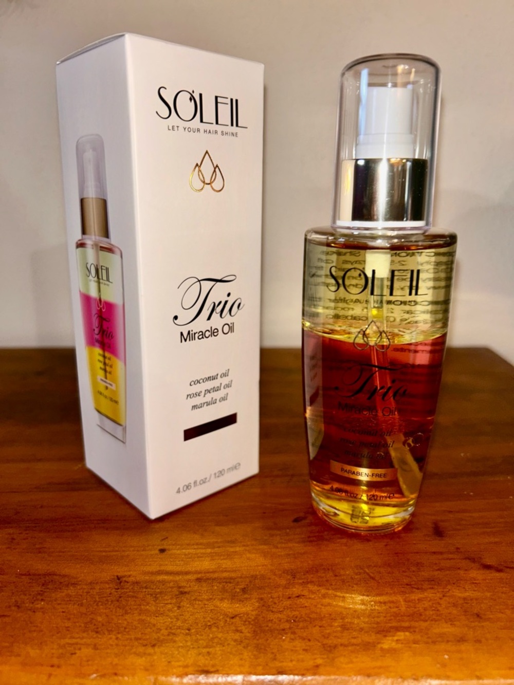 Soleil Trio Miracle Oil Hair Serum - Gold & Rose, Coconut Oil and Marula Oil